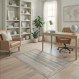 Modern Beige Gray Vertical Stripe Area Rug