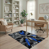ODIKA Blue Brushstroke Abstract Area Rug