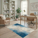Blue Teal Abstract Wave No. 5 Area Rug
