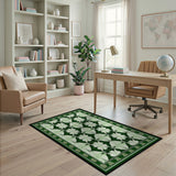 Four-Leaf Clover Geometric Green Area Rug