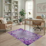 Purple Rose Border Area Rug