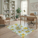 Sunny Yellow Floral Pattern Area Rug