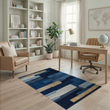 Blue Abstract Stripe Area Rug