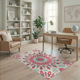 Red Persian Mandala Floral Area Rug