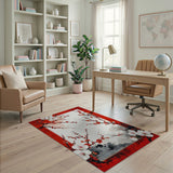 Red Framed Plum Blossom Area Rug