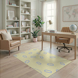 Yellow Area Rug with Scattered Blue Ovals