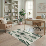 Green Fern Leaves Area Rug