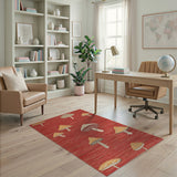 Whimsical Mushroom Red Flatweave Rug