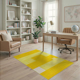 Vibrant Yellow Geometric Stripe Area Rug