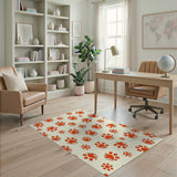 Playful Orange Paw Print Area Rug