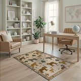 Beige Heritage Tribal Safari Animals Rug