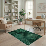 Lush Emerald Palm Monstera Leaf Area Rug