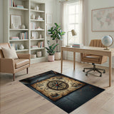 ODIKA Vintage Treasure Map Washable Area Rug - Non-Slip, Low Pile & Pet Friendly Home Decor
