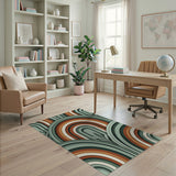 Layered Arch Leaf Multi-Color Geometric Area Rug