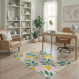 Lemon Leaf Fruit Pattern Area Rug