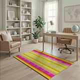 Vibrant Multi-Color Grid Stripe Area Rug