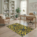 Yellow Navy Floral Vintage Area Rug