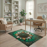 Teal Mandala Distressed Vintage Area Rug
