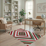 Bold Red Green Geometric Southwestern Area Rug