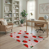 Pink Playful Strawberry Pattern Pink Area Rug