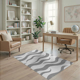Modern Gray Wave Abstract Area Rug