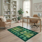 Modern Green Geometric Abstract Area Rug