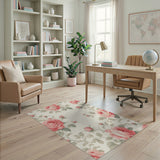 Pink Vintage Blush Pink Rose Floral Area Rug