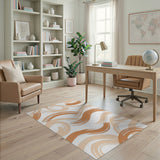 Beige Abstract Brush Stroke Area Rug