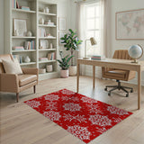 Snowflake Red Snowflake Geometric Area Rug
