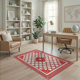 Red Persian Lattice Trellis Area Rug