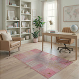 Pink Abstract Area Rug with Gold Accents