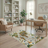 Whimsical Illustrated World Map Area Rug