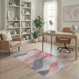 Multi-color and Patterns Abstract Wavy Pink Grey Area Rug