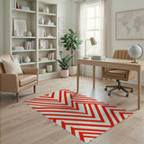 Geometric Modern Red Bold Red Chevron Zigzag Area Rug