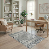 Southwestern Grey Grey Geometric Southwestern Area Rug
