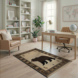 Southwestern Black Bear Silhouette Area Rug