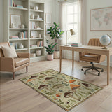 Multi-color and Patterns Whimsical Mushroom Meadow Area Rug
