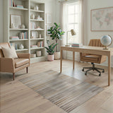 Beige and Neutral Geometric Modern Beige Neutral Striped Geometric Area Rug