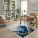 Blue and Teal Layered Blue Mountain Peaks Area Rug