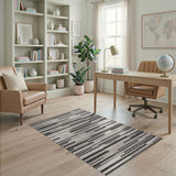 Geometric Modern Modern Black White Striped Geometric Area Rug