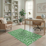 Green Vibrant Green Leaf Pattern Area Rug