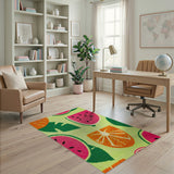 Vibrant Watermelon Orange Fruit Pattern Area Rug