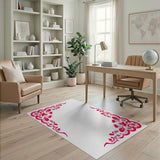 Bold Red Papercut Floral Border Area Rug