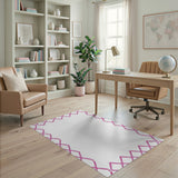 Pink Geometric Diamond Border Area Rug