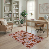Playful Cartoon Tigers Pink Area Rug