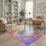 Dreamy Rainbow Clouds Stars Area Rug