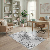 Intricate Snowflake Black White Geometric Rug