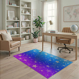 Purple to Blue Glittery Stars Gradient Area Rug