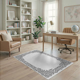 Ornate Scrollwork Floral Border Area Rug