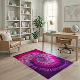Vibrant Pink Purple Tie-Dye Spiral Area Rug